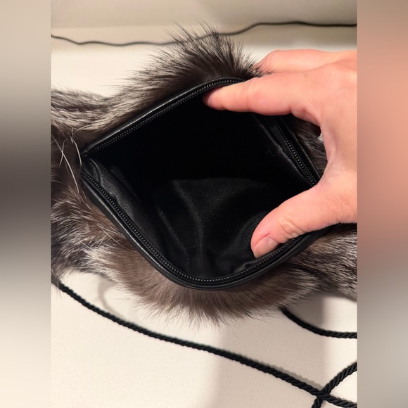 Chic Fur Gray Clutch / muffin/ crossbody bag